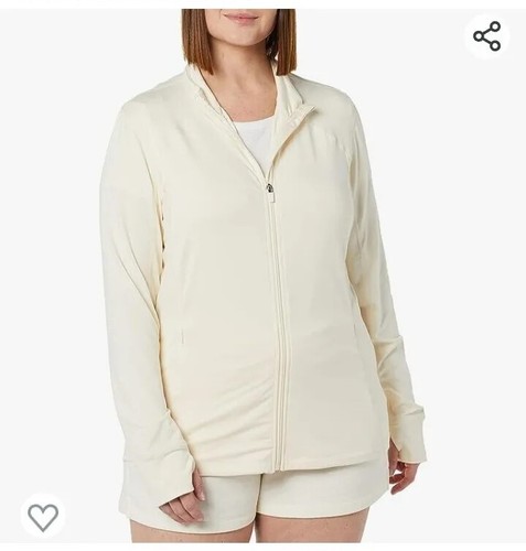 Women's Brushed Tech Stretch Full-Zip Jacket , Ivory SML - Picture 4 of 8