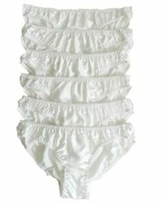 New 6pcs Women's 100 Silk Bikinis Panties S M L XL W26"-38" white