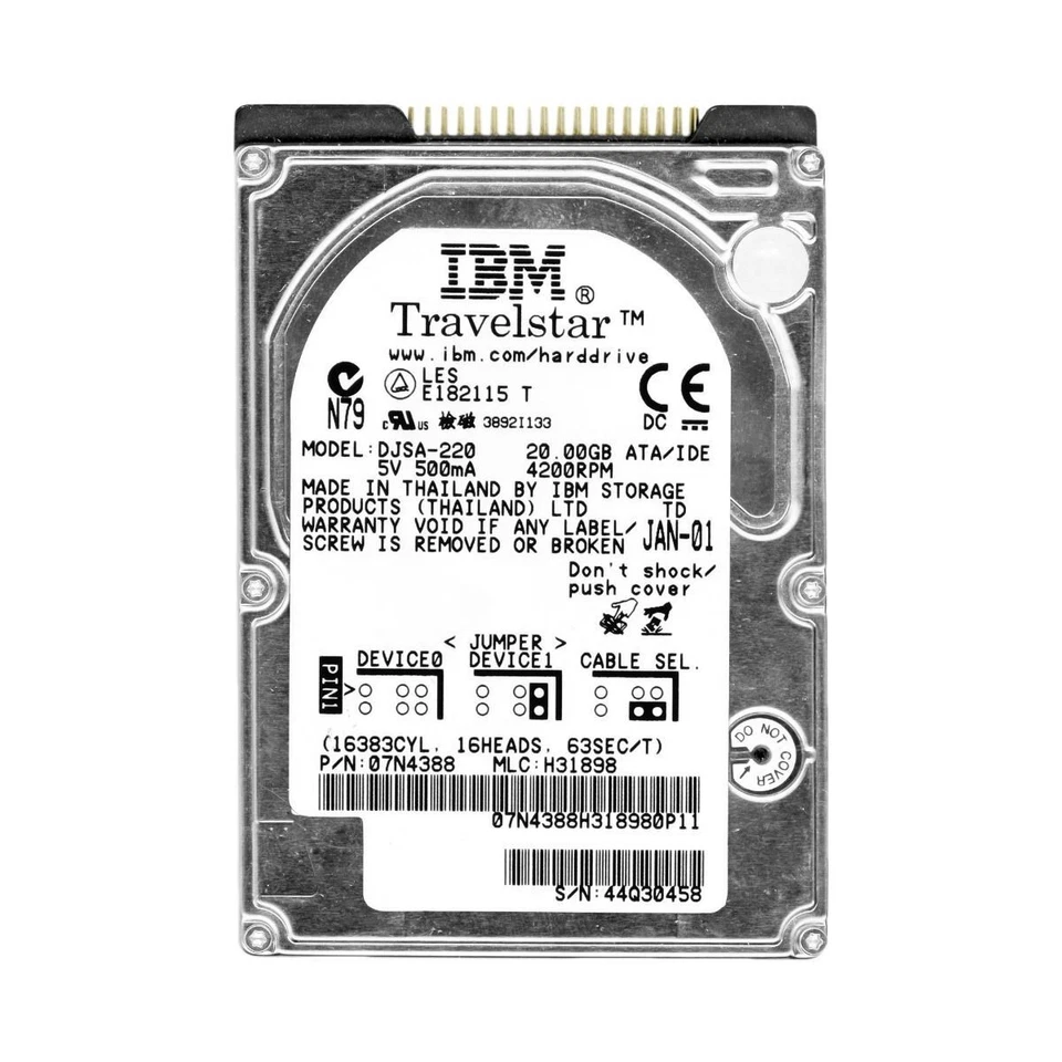 Hard Drive IBM Travelstar 07N4388 DJSA-220 20GB 4200RPM 2MB ATA IDE 2.5" Inch - Image 3 of 3