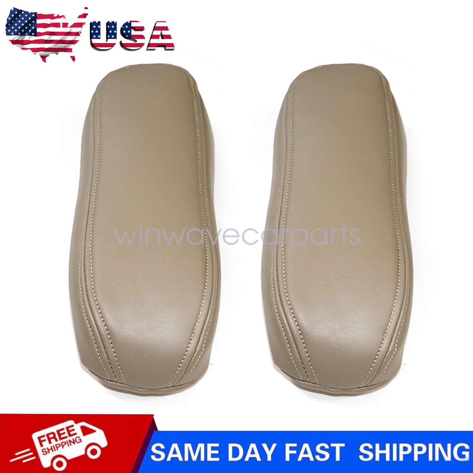 2 x Leather Seat Armrest Cover For Ford F250 F350 Excursion Lariat 2001 2002 Tan