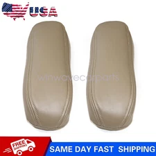 2 x Leather Seat Armrest Cover For Ford F250 F350 Excursion Lariat 2001 2002 Tan