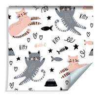 10M Vlies Tapete Rolle Kinderzimmer Tiere Kleine Katzen Herzen Sterne Xxl 423