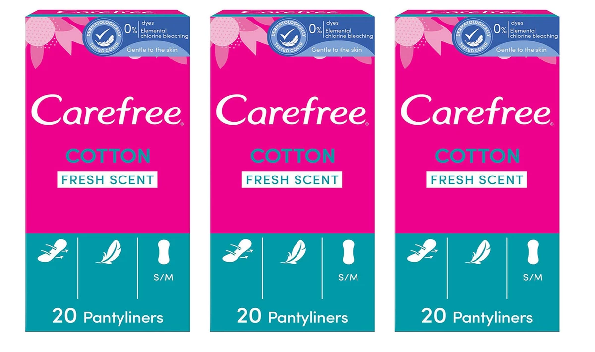 Carefree Cotton Fresh Scent Panty Liners 20 Pads x 3 eBay