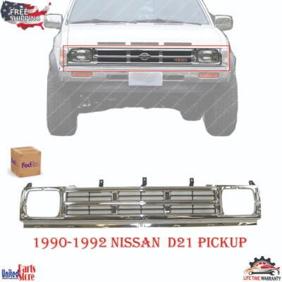 New Front Grille Chrome & Silver Fits 1990-1992 NISSAN D21 RWD/4WD PICKUP 2-DOOR