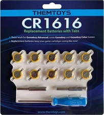 ThemToys Tabbed CR1616 Battery Solder Tabs 10x CR1616 3V Lithium Battery Gameboy
