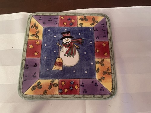 The Sweet Shoppe Christmas By Sango Cheese Tray & Knife Sue Zipkin Snowman EUC - Picture 3 of 3