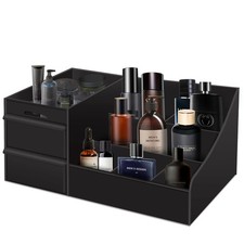Black Cologne Organizer for Men - Large Countertop Organizer with Drawers for...