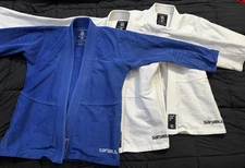 3 Sanabul Size A0 Model Zero Jiu Jitsu BJJ Gi Jacket Tops (White/Blue)