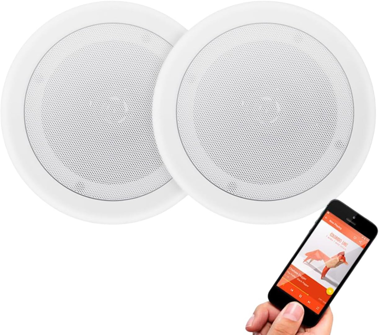 Pair 8" Bluetooth Flush Mount In-Wall In-Ceiling 2-Way Unive