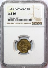 P406, Romania, People s Republic, 3 Bani 1953, NGC MS66