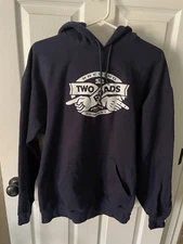 Two Roads Brewery Stratford CT Navy Blue Hooded Sweatshirt Adult Size L 