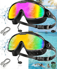 2 Pack Swim Goggles,Anti-Fog Anti-UV Wide View Swimming Goggles for Men Women