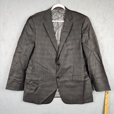 Hart Schaffner Marx Blazer Mens Large Gray Brown Plaid Sport Coat USA Nuetral