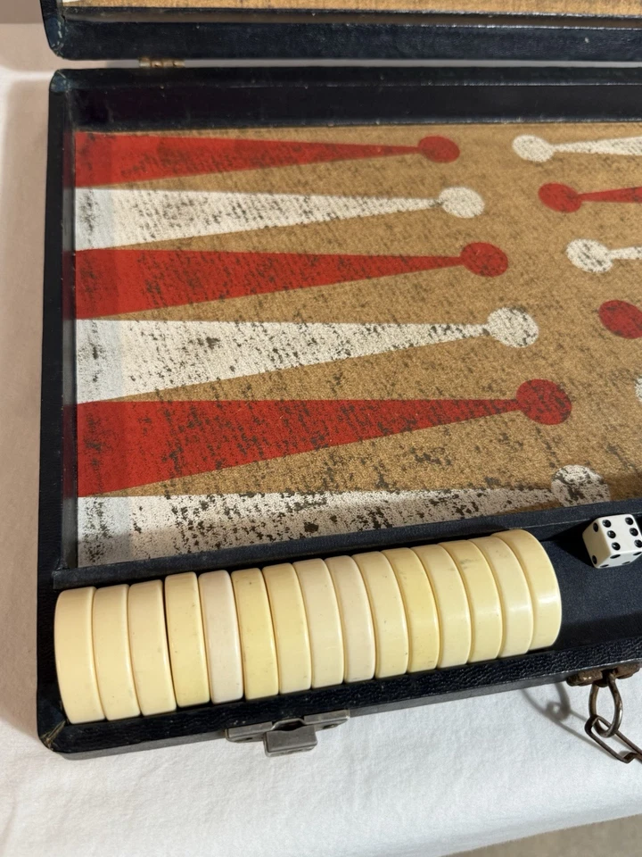 Vintage Crisloid Bakelite Backgammon Set, Red Butterscotch, original - Image 4 of 4