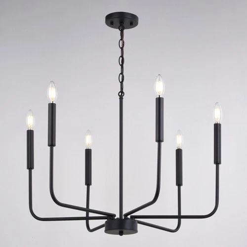 Vaxcel Lighting H0297 6 Light 26"W Taper Candle Style Chandelier - Black - Picture 3 of 11