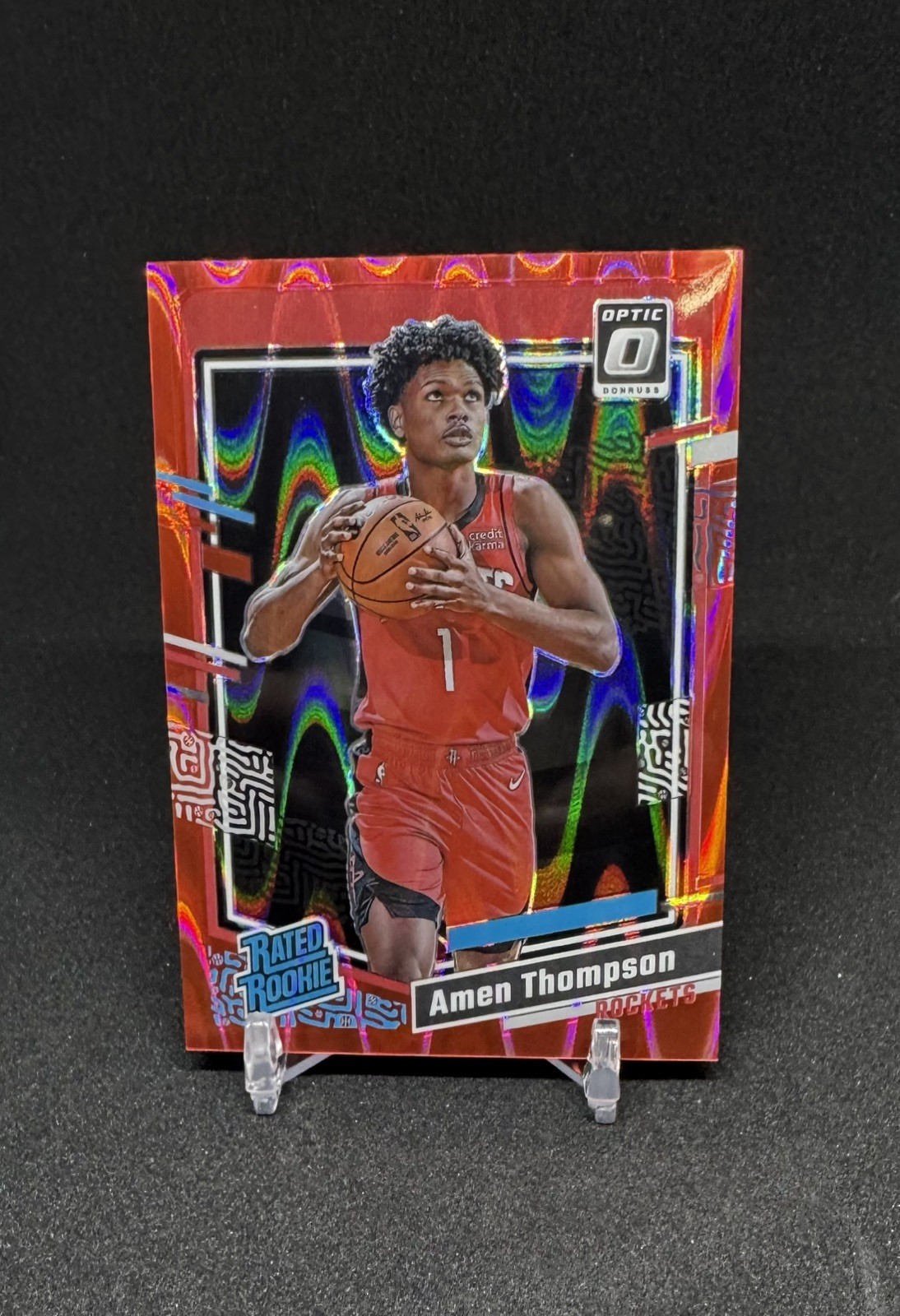 Amen Thompson 2023-24 Panini Donruss Optic #229 Red Seismic Rated Rookie/130