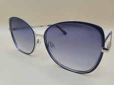 Navy Blue Oversized Cat Eye Sunglasses Gradient Lenses Silver Accents UVSG3