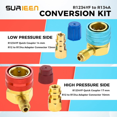 #ad R1234YF to R134A Adapter 90 Degrees High Low Pressure Side Quick Converstion $24.40