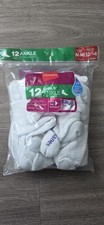 Hanes Girls 11 Pairs White Ankle Socks Size M 10.5-4 Cushioned
