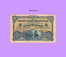 DEUTSCH   OSTAFRIKANISCHE  BANK  5 RUPIEN  1905  REPRODUKTION /KOPIE 615###