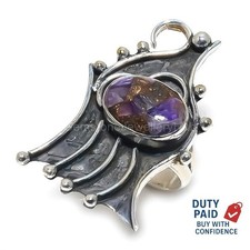 Natural Copper Charoite New Boho Statement Wife Ring Size 7 925 Sterling Silver