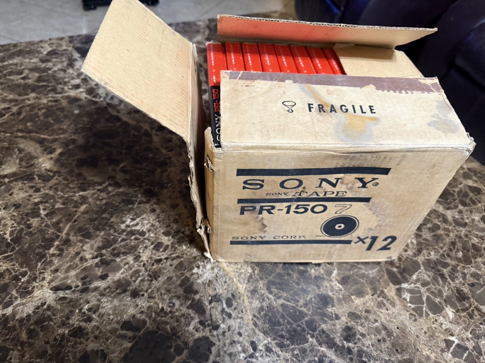 Full box 12 SONY PR-150 reel to reel professional recording tape - 1800' 7" New