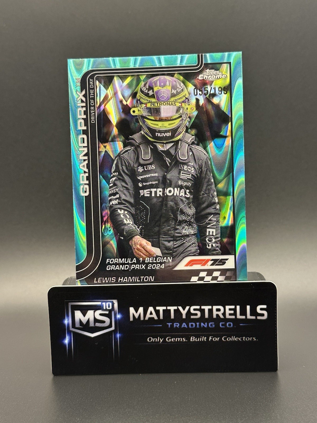2025 Topps Chrome F1 Lewis Hamilton Teal RayWave 55/199 #135 Last Mercedes Win