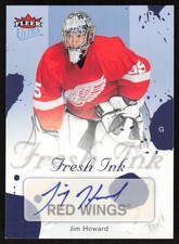 2005-06 Fleer Ultra Fresh Ink Blue Auto Rookie Jimmy Howard /25 Red Wings