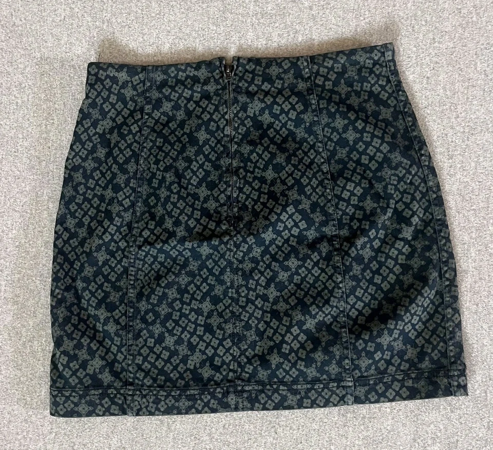 Falda Free People Mujer 10 Negra Gris Jacquard Mini Ajustada Patrón Geométrico Foto 2 de 4