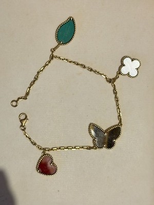 Van Cleef & Arpels Lucky Alhambra 4-Motif Bracelet in 18k Yellow Gold with Carne