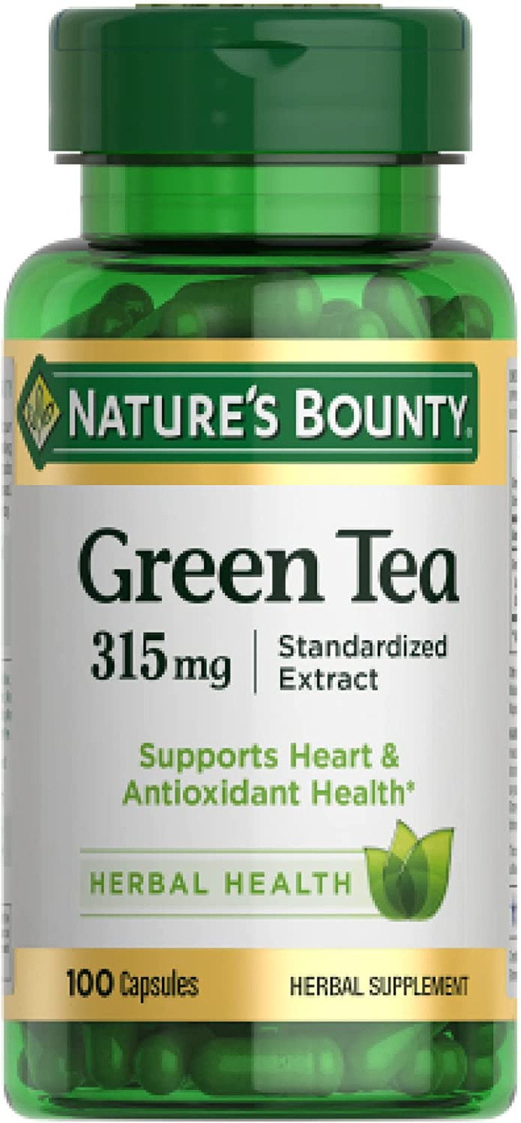 Green Tea Pills and Herbal Health Supplement Supports Heart and Antioxidant Heal