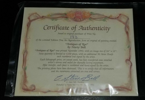 Marty Bell Set of x3 Original RYE in BLUE LE Lithograph Canvas Framed COA Signed - Picture 7 of 8