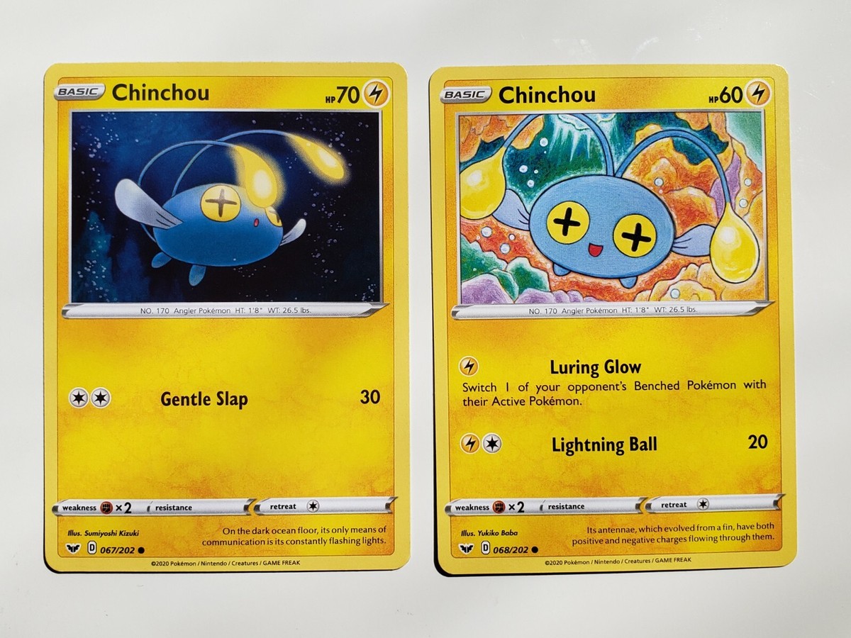 Chinchou 067/202 & 068/202 LP Sword Shield Pokemon Card Sumiyoshi Kizuki  Yukiko