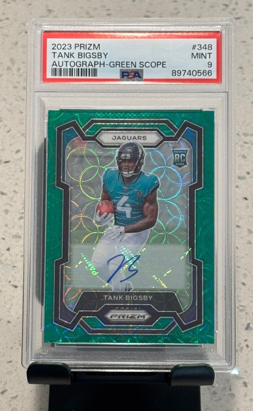 2023 Panini Prizm Green Scope Prizm Auto #348 Tank Bigsby /75 PSA 9