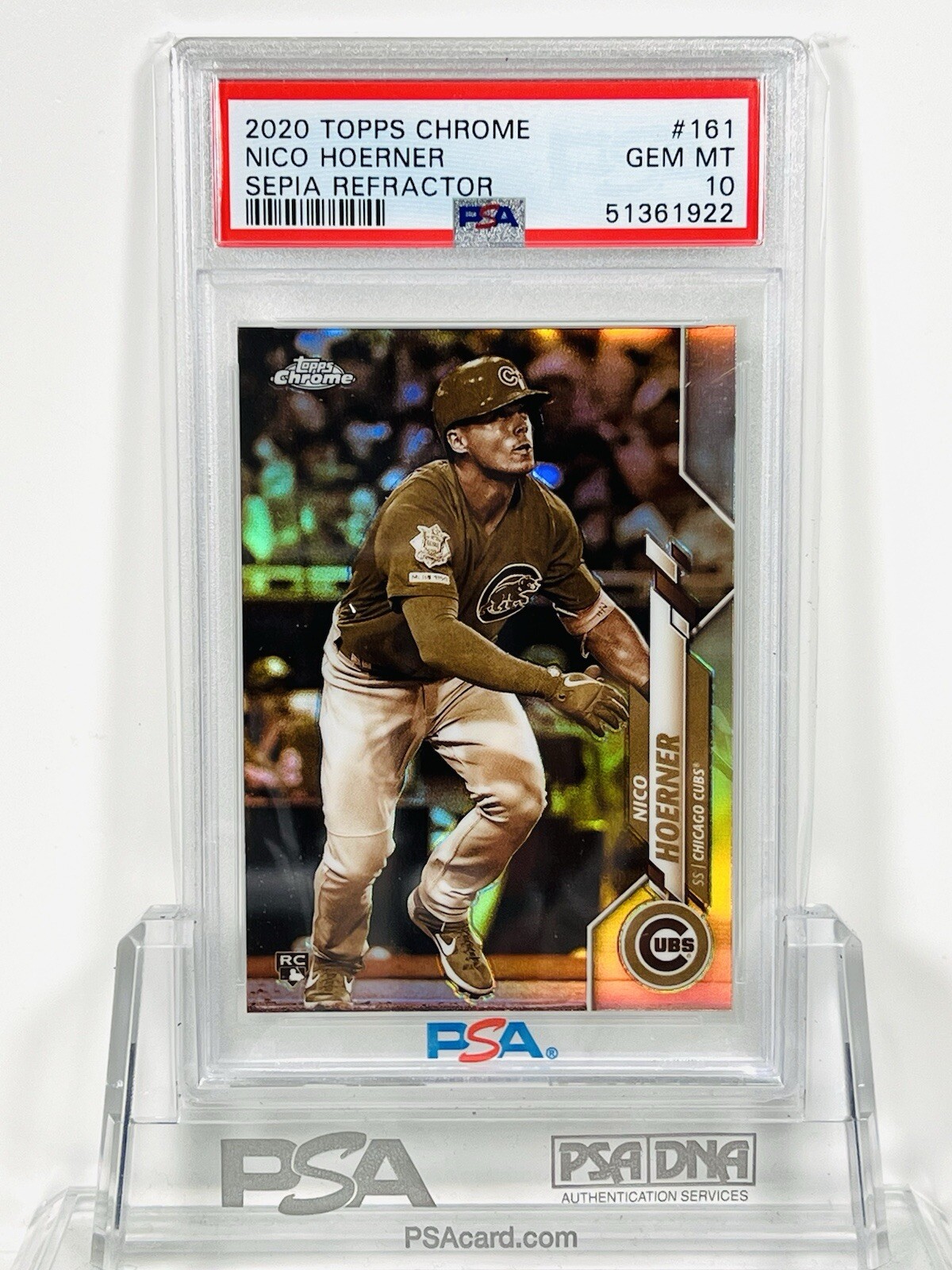 2020 Topps Chrome Nico Hoerner Sepia Refractor PSA 10 Gem Mint