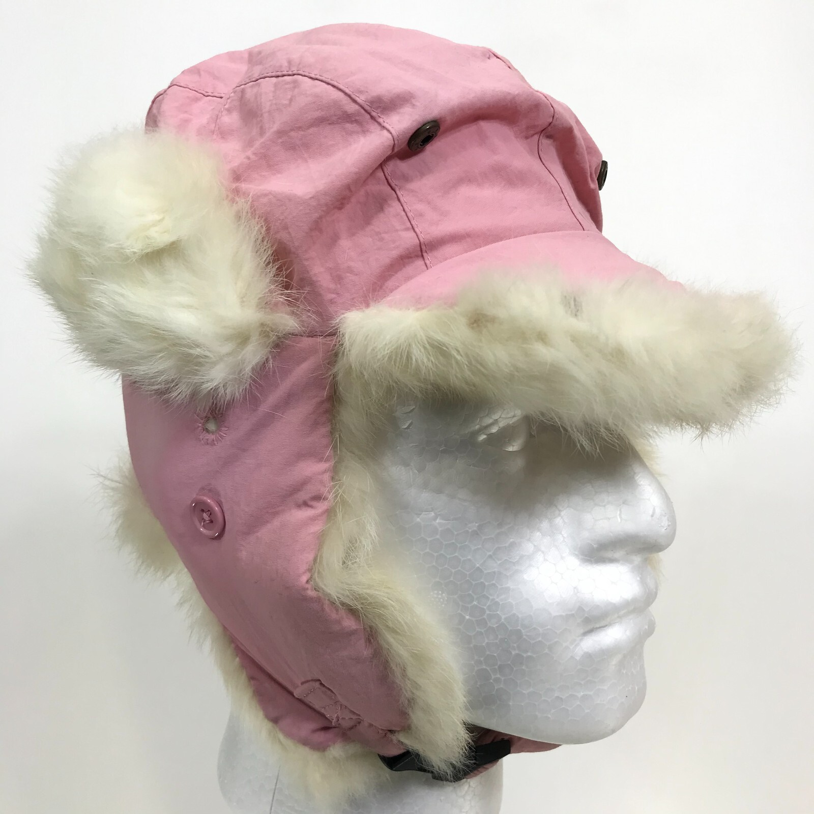 Yukon Tracks PINK Trapper Hat Genuine Rabbit Fur Womens S Small Pink