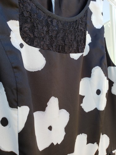 Women's KENSIE Black White Floral Fit And Flare Sleeveless Dress Size Medium $99 - Picture 2 of 12