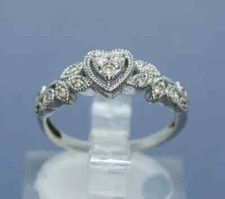 Heart Shaped Diamond Solitaire Engagement Wedding Ring 14K White Gold Finish