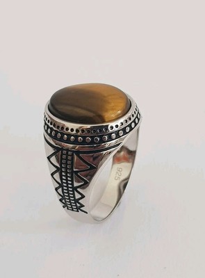 Tigerauge Ring 925 Silber Sterlingsilber .Gr.61,5