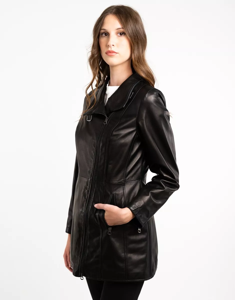 Giubbino di pelle clearance nero donna