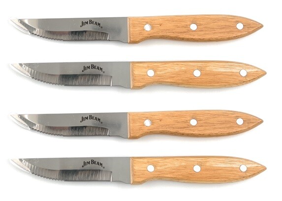 4er Jim Beam Steakmesser Set Messer Küchenmesser Holzgriff Steak Knife Edelstahl