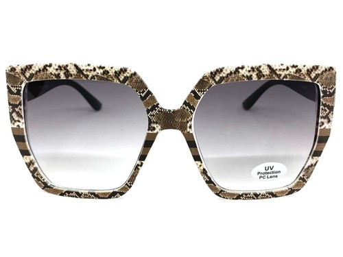 Oversized Classic Vintage Retro Style SUNGLASSES Large Square Snakeskin Frame C3 - Picture 3 of 6