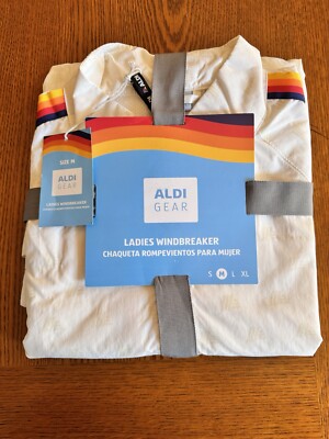 Aldi Gear 2024 Ladies White Windbreaker, Water Resistance W/pockets NWT; Size M