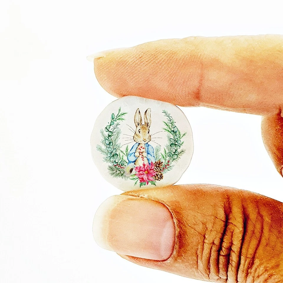 Juego de platos de conejito de Navidad miniatura hechos a mano casa de muñecas cocina decoración 1:12 Foto 3 de 4