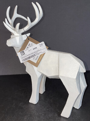 Gold Eagle White Poly Stone Modern Deer Deco 9.5  X 7  X 2.5  NWT