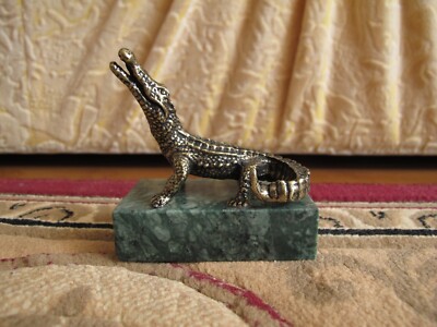 Crocodile  Chinese  Bronze statue SCULPTURE brass with marble h-85mm decor