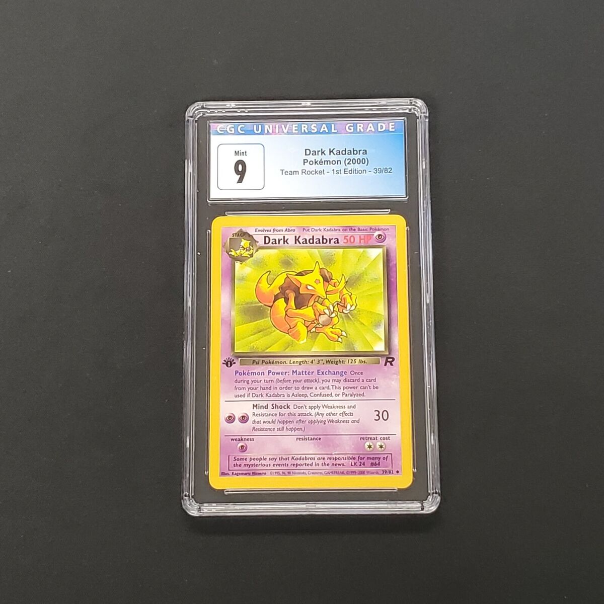 Dark Kadabra 39/82 1st Edition Pokemon Team Rocket CGC 9 Dark Kadabra 39/82 1st Edition Pokemon Team Rocket CGC 9