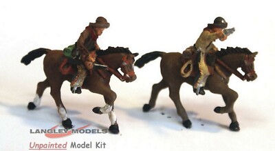 Circus 2 berittene Cowboys Pistolen USA2 unbemalt OO Scale Langley Models Kit