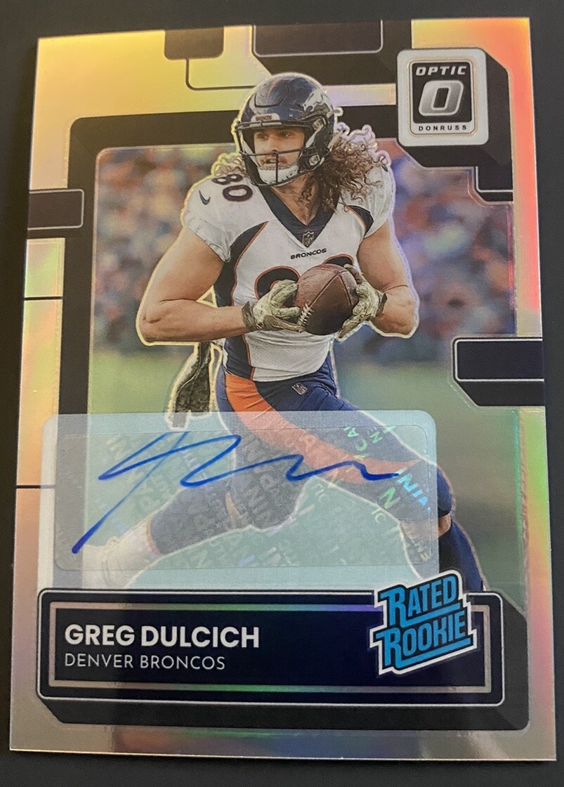 2022 Panini Donruss Optic Rated Rookie AUTO Greg Dulcich SILVER 44/125