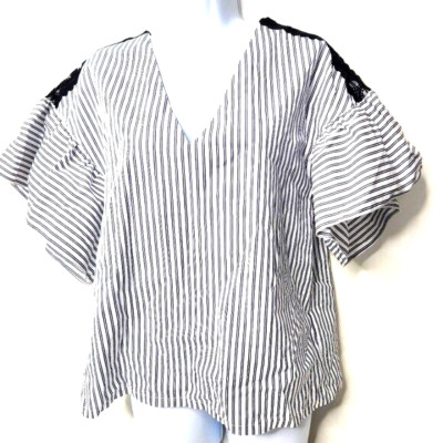 Sandro Paris Women's Size 3 Large Striped Blouse